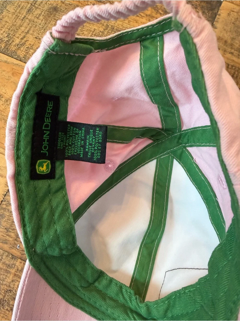 John Deere Pink and White Kids Baseball Cap with Horse